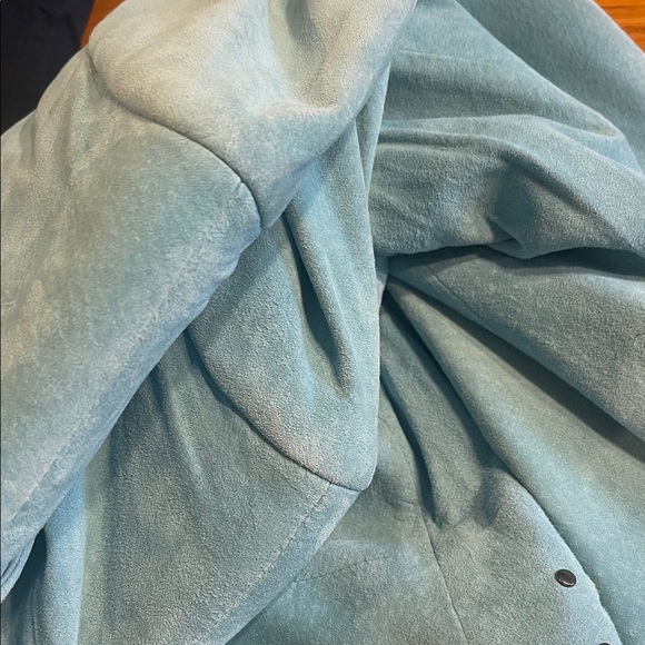 Guillaume Pastel Blue Green Suede Leather Moto Jacket Studded Y2K L - Picture 4 of 10